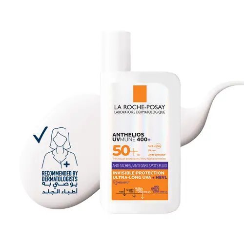 2026/08/1000966969.jpg لاروش بوزيه أنثيليوس يو في ميون 400 واقي الشمس +SPF 50 سائل إنفزيبل فلويد ضد البقع الداكنة 50 مل - الصورة 1